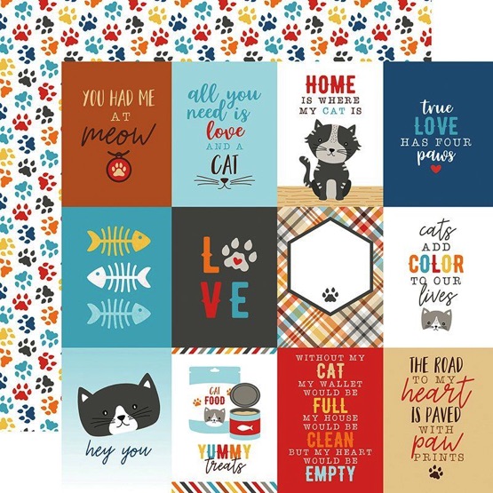I Love My Cat Journaling Cards 12x12 Double Sided Scrapbooking Paper