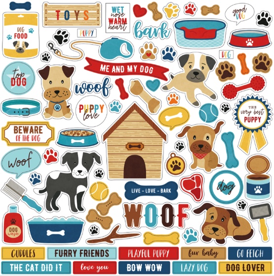 I Love My Dog 12x12 Cardstock Scrapbooking Stickers