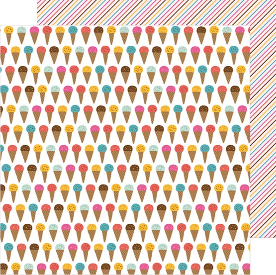 Ice Cream Yum 12x12 Double Sided Scrapbooking Paper
