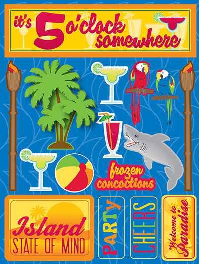 It's 5 o'clock Somewhere 3D Scrapbooking Stickers