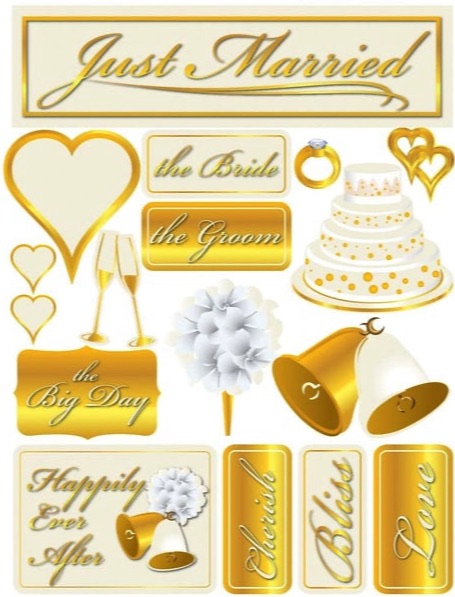 Just Married 3D Scrapbooking Stickers