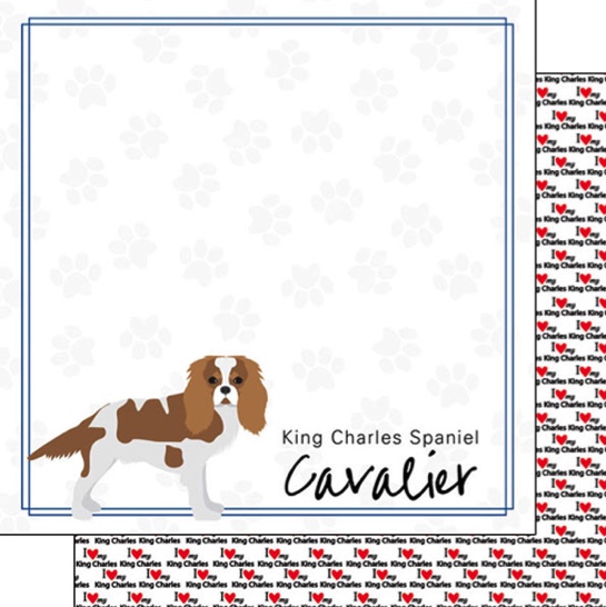 King Charles Spaniel 12x12 Double Sided Scrapbooking Paper