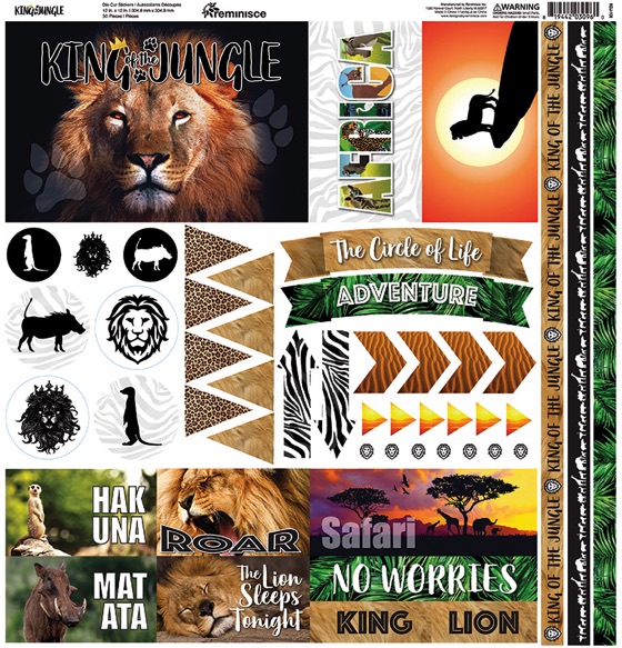 King of the Jungle 12x12 Cardstock Scrapbooking Stickers and Borders