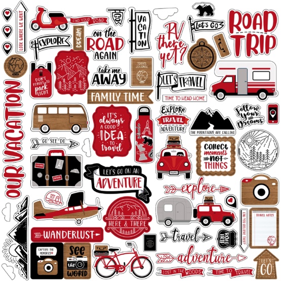 Let's Go Anywhere 12x12 Cardstock Scrapbooking Stickers