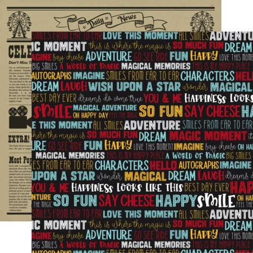 Magical Place Smile Words 12x12 Double Sided Scrapbooking Paper