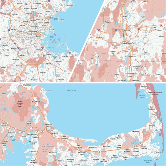 Massachusetts Maps 12x12 Scrapbooking Paper