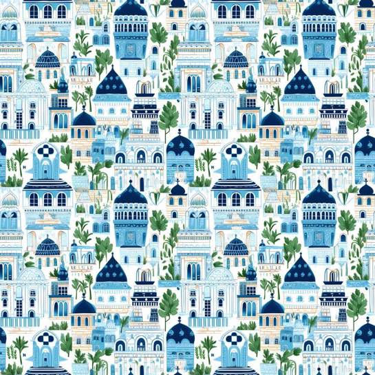 Mediterranean Azure Village 12x12 Scrapbooking Paper