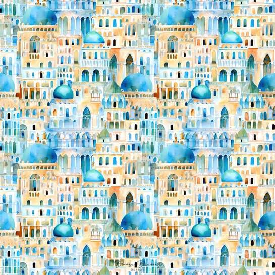 Mediterranean Domes 12x12 Scrapbooking Paper