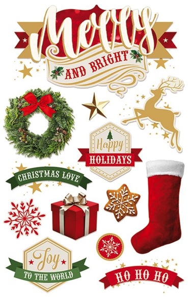 Merry and Bright 3D Scrapbooking Glitter Stickers 2