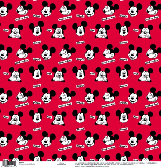 Mickey Mouse Red Bashful 12x12 Scrapbooking Paper
