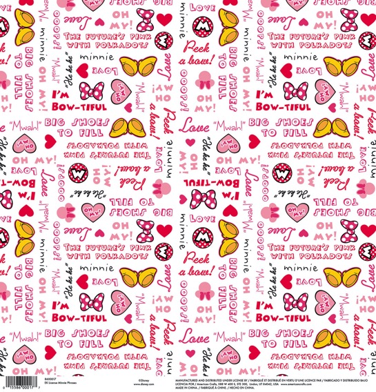Minnie Mouse Phrases 12x12 Scrapbooking Paper