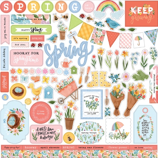 My Favourite Spring 12x12 Cardstock Scrapbooking Stickers and Borders
