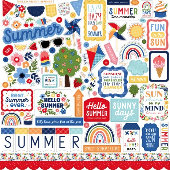 My Favourite Summer 12x12 Cardstock Scrapbooking Stickers