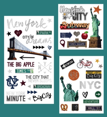 New York Mixed Scrapbooking Sticker Sheets