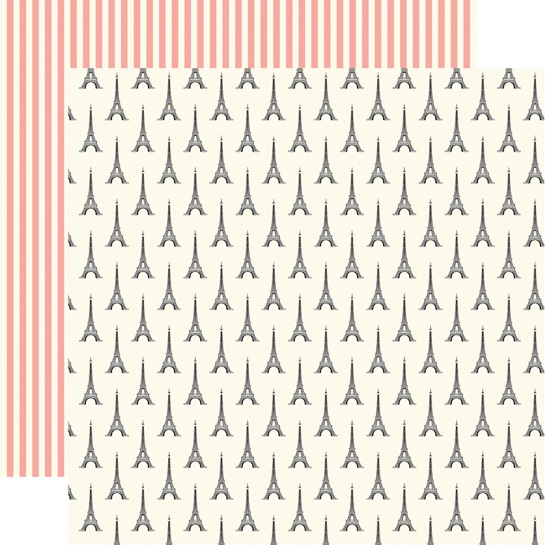 Paris Eiffel Tower Double Sided 12x12 Scrapbooking Paper
