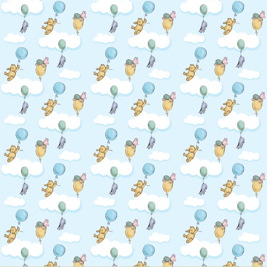 Winnie the Pooh Balloon Pattern 12x12 Scrapbooking Paper
