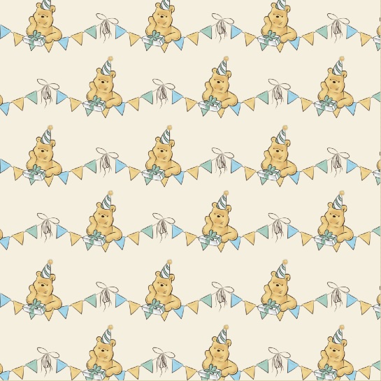 Winnie the Pooh Birthday Pattern 12x12 Scrapbooking Paper