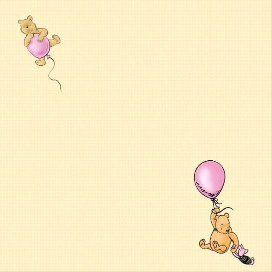 Winnie the Pooh Pink Balloons 12x12 Scrapbooking Paper
