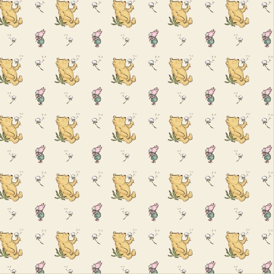 Pooh and Piglet Dandelion Pattern 12x12 Scrapbooking Paper