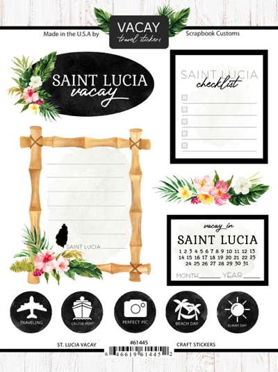 Saint Lucia Vacay Scrapbooking Stickers