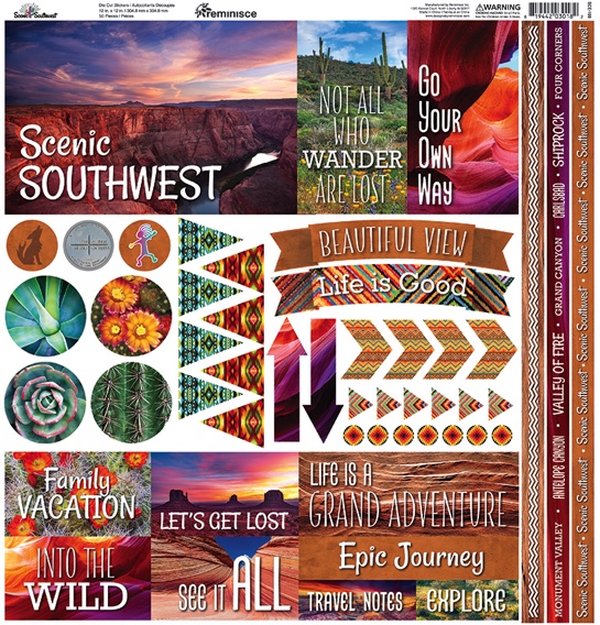 Scenic Southwest 12x12 Cardstock Scrapbooking Stickers and Borders
