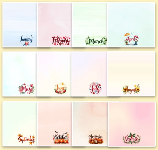 12 Months 12 12x12 Scrapbooking Papers