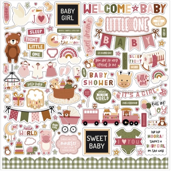 Special Delivery Baby Girl 12x12 Cardstock Scrapbooking Stickers
