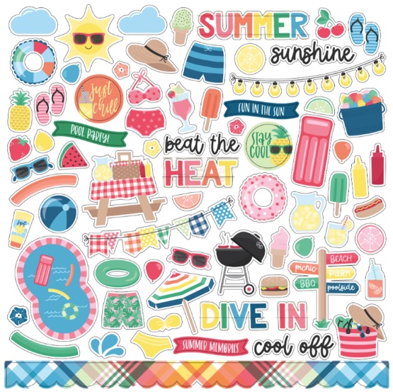 Sun Kissed 12x12 Cardstock Scrapbooking Stickers