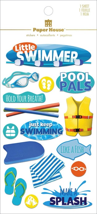 Swimming 3D Shiny Scrapbooking Stickers