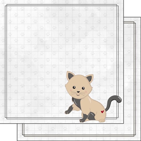Tan Cat 12x12 Double Sided Scrapbooking Paper
