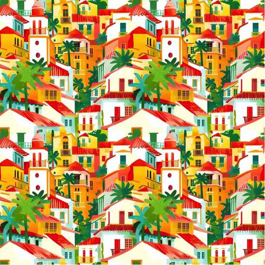 Mediterranean Terracotta Village 12x12 Scrapbooking Paper