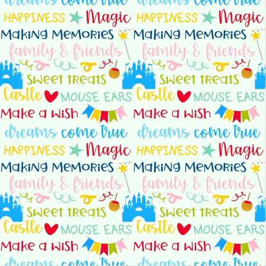 Theme Park Words 12x12 Scrapbooking Paper