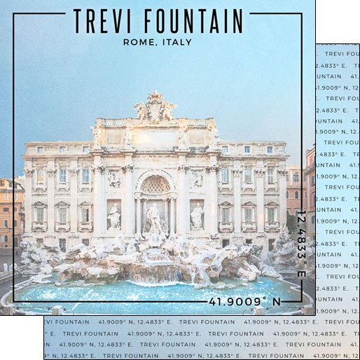 Trevi Fountain 12x12 Double Sided Scrapbooking Paper
