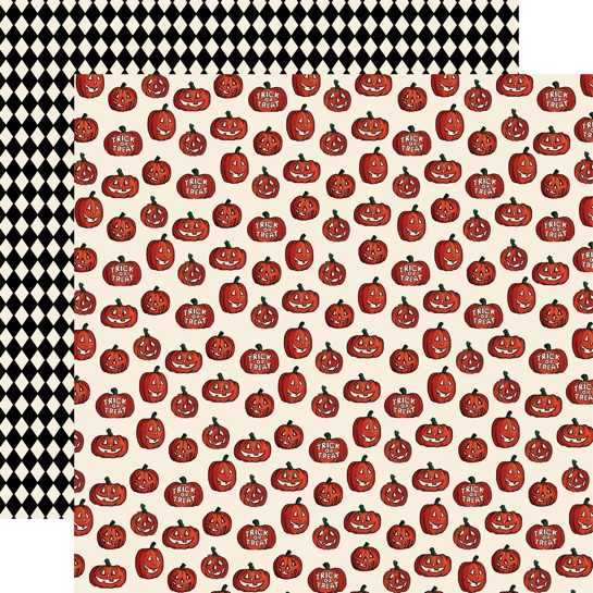 Trick or Treat Pumpkins Double Sided 12x12 Scrapbooking Paper