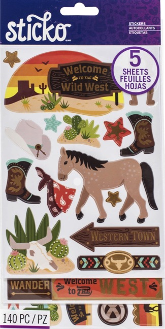 Western Scrapbooking Shiny Stickers - 5 sheets