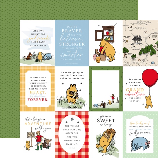 Winnie the Pooh 3x4 Journaling Cards 12x12 Double Sided Scrapbooking Paper