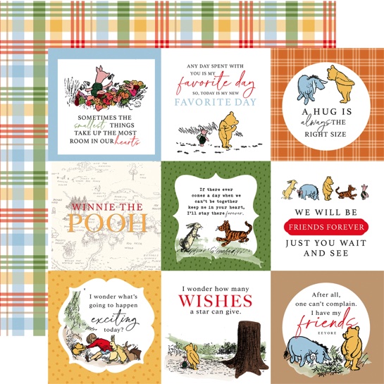 Winnie the Pooh 4x4 Journaling Cards 12x12 Double Sided Scrapbooking Paper