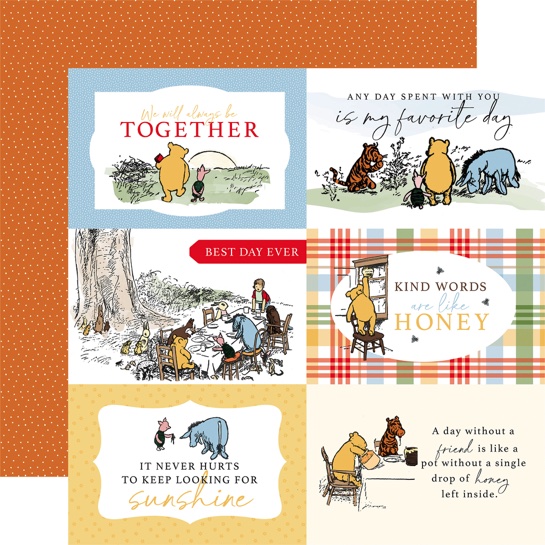 Winnie the Pooh 6x4 Journaling Cards 12x12 Double Sided Scrapbooking Paper