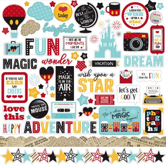 Wish Upon a Star 12x12 Cardstock Scrapbooking Stickers and Borders