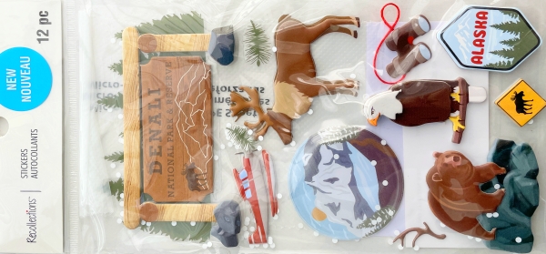 Denali National Park Alaska 3D Glitter Scrapbooking Stickers
