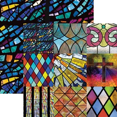 Stained Glass Window Double Sided 12x12 Scrapbooking Paper